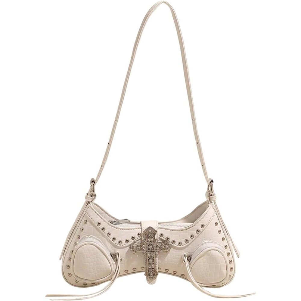 Compact Women's Punk Handbag with Zipper Closure - Perfect for Essentials